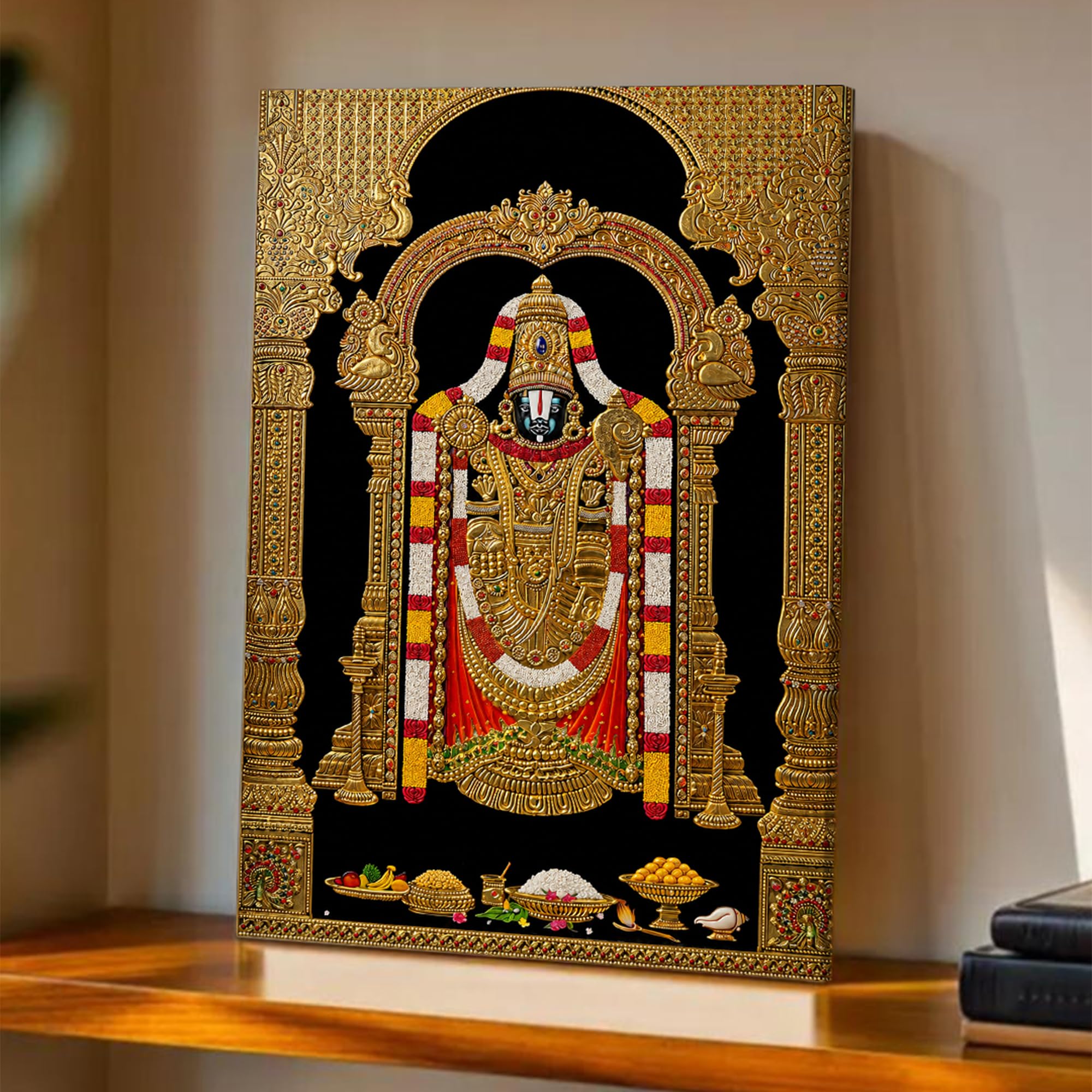 Tanjore Balaji Stretched Canvas Painting For Living Room